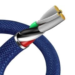 Baseus CAJY000003 Crystal Shine 2.4A 120 cm Lightning Şarj Kablosu Mavi