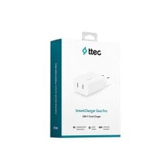 Ttec 2SCS27B SmartCharger Duo PD 40W Seyahat Hızlı Şarj Aleti USB-C + USB-C