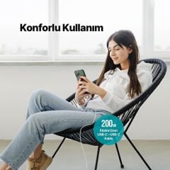 Ttec 2DK45B USB-C - USB-C 200cm 65W PD/QC Hızlı Şarj/Data Kablosu Beyaz