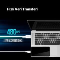 Ttec 2DK45B USB-C - USB-C 200cm 65W PD/QC Hızlı Şarj/Data Kablosu Beyaz
