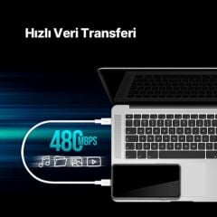 Ttec 2DK47B USB-C - USB-C 30cm 65W PD/QC Hızlı Şarj/Data Kablosu Beyaz