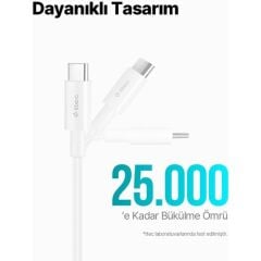 Ttec 2DK47B USB-C - USB-C 30cm 65W PD/QC Hızlı Şarj/Data Kablosu Beyaz