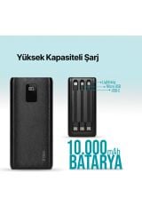 Ttec 2BB202S PowerSlim Trio LCD 10.000 mAh PD 22,5W Dahili Kablolu Taşınabilir Şarj Aleti / Powerbank