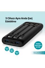 Ttec 2BB202S PowerSlim Trio LCD 10.000 mAh PD 22,5W Dahili Kablolu Taşınabilir Şarj Aleti / Powerbank