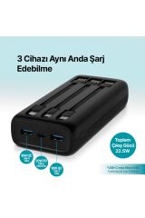 Ttec PowerSlim Trio LCD 20.000mAh PD 22,5W Dahili Kablolu Taşınabilir Şarj Aleti / Powerbank