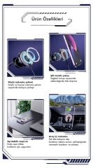 TOTU CACW-063 Super Fast Magsafe Özelikli 15 W Araç içi Kablosuz Telefon Tutucu