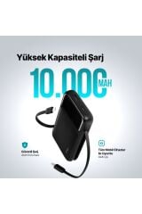 Ttec 2BB215S ReCharger Pro LCD 10.000 mAh PD 22,5W Lightning ve USB-C Dahili Kablolu Taşınabilir Hızlı Şarj Aleti