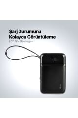 Ttec 2BB215S ReCharger Pro LCD 10.000 mAh PD 22,5W Lightning ve USB-C Dahili Kablolu Taşınabilir Hızlı Şarj Aleti