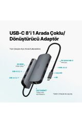 Usb-c Hub/çoklayıcı Usb-c 100w Pd Hdmi Gb Ethernet 2*usb-a Usb-a Sd Microsd