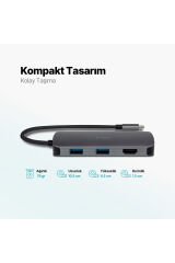 Usb-c Hub/çoklayıcı Usb-c 100w Pd Hdmi Gb Ethernet 2*usb-a Usb-a Sd Microsd
